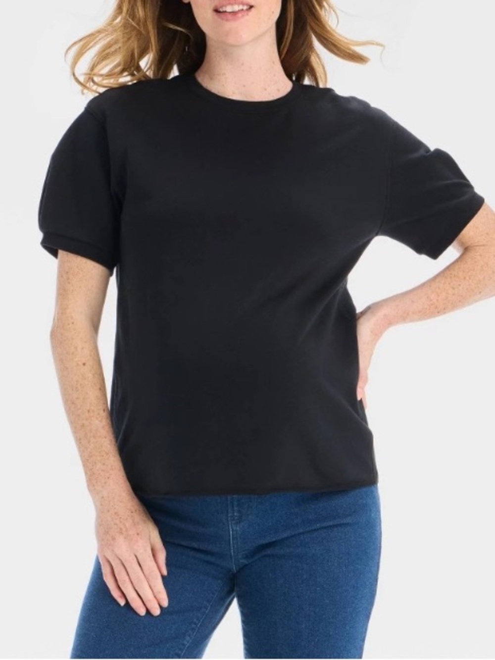 Ingrid & Isabel Black Short Sleeve Knit Maternity Sweatshirt